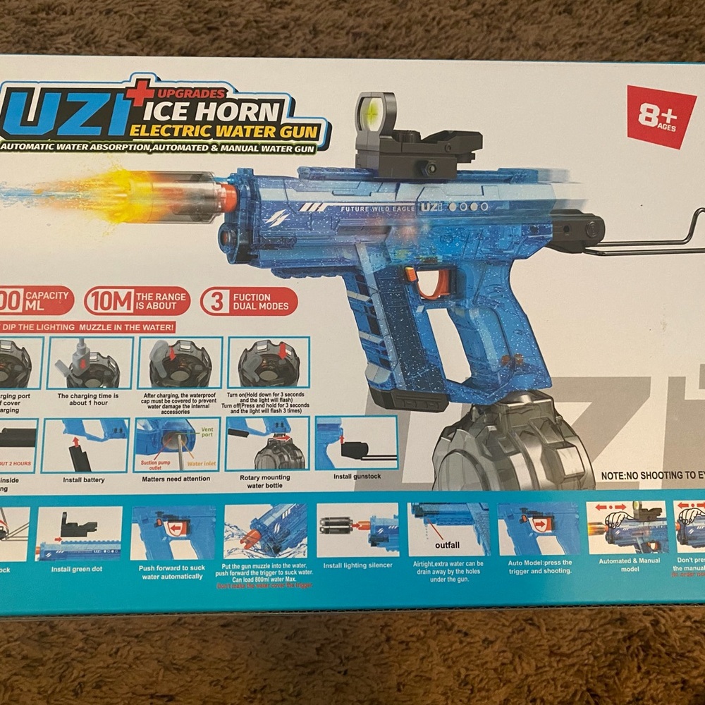 Ice Horn Electric Water Gun - Blue